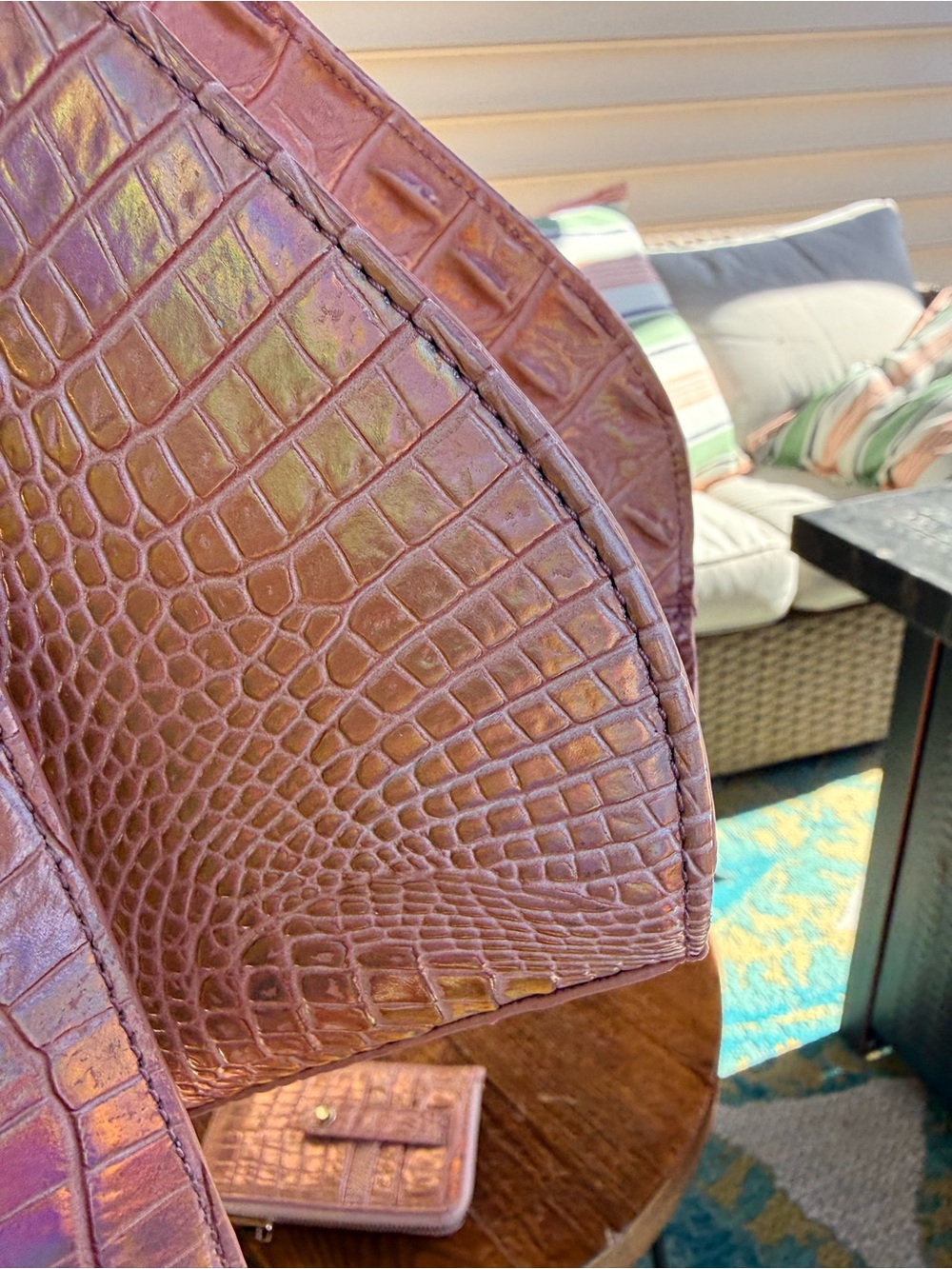 Brahmin Rose Gold Pink Croc-Embossed Satchel & Wallet Set - Picture 7 of 11